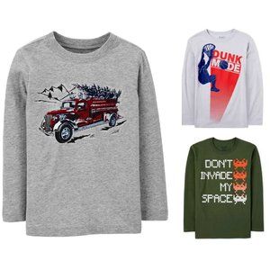 Set of 3 OshKosh B'gosh & Children's Place Kids Boys Long Sleeve Graphic Tee M